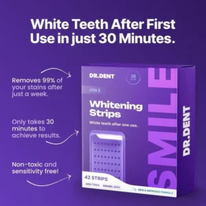 DRDENT Purple Teeth Whitening Strips - 7/21 Whitening Sessions - Safe for Enamel - Non Sensitive Teeth Whitening - Peroxide-Free